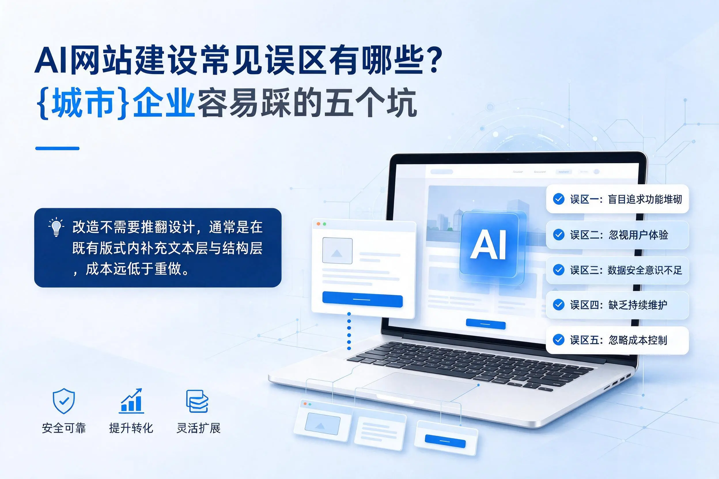 AI网站建设常见误区有哪些？新疆企业容易踩的五个坑