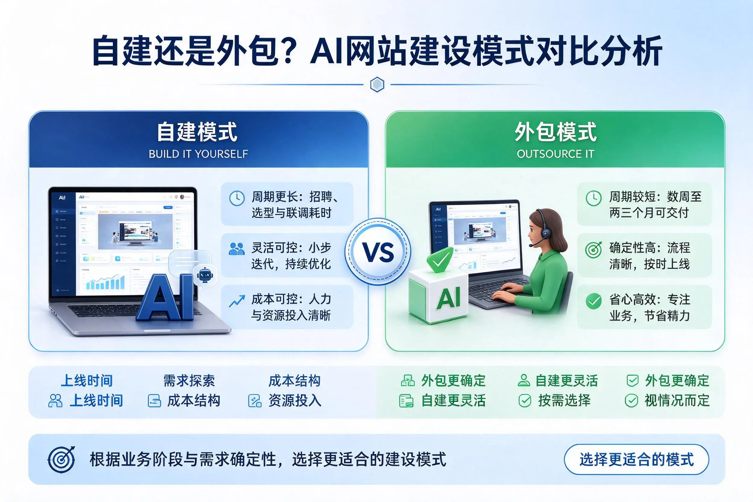 自建还是外包?新疆AI网站建设模式对比分析